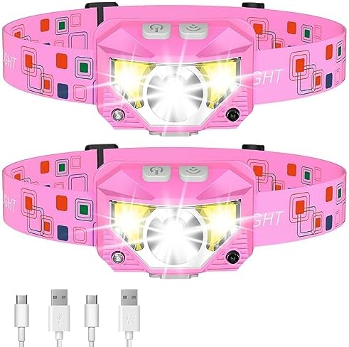 LHKNL Headlamp Flashlight, Lumen Bright Head Lamps LED Rechargeable-Pink by LHKNLHOME