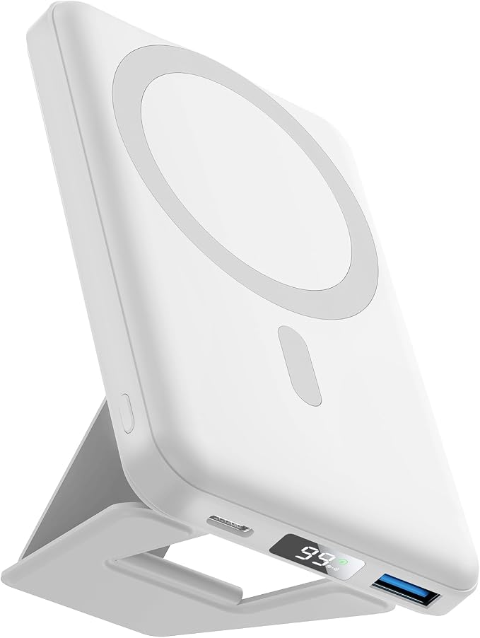 AOGUERBE for Magsafe Power Bank, 10000mAh Foldable Wireless Portable Charger with LED Display, 3 in 1 Magnetic Battery Pack with 22.5W Fast Charging for iPhone 17/16/15/14/13/12 Pro/Pro Max/Plus/Mini by AOGUERBE