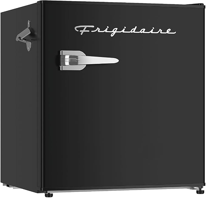 FRIGIDAIRE Black Retro Mini Refrigerator-Energy Saving-Adjustable Thermostat Control-Side Mounted Bottle Opener-Ideal for Dorm, Office, RV, Garage, Apartment 1.6 Cubic Feet by Unknown