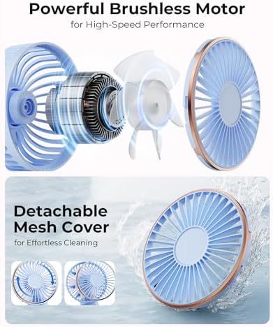 TUNISE Portable Handheld Fan, Portable Fan Rechargeable, 4000mAh, 180° Adjustable, 6 Speed Wind, Display Electricity in Real Time, USB Rechargeable Foldable Fan, Quiet Personal Fan as Power Bank - Image 3