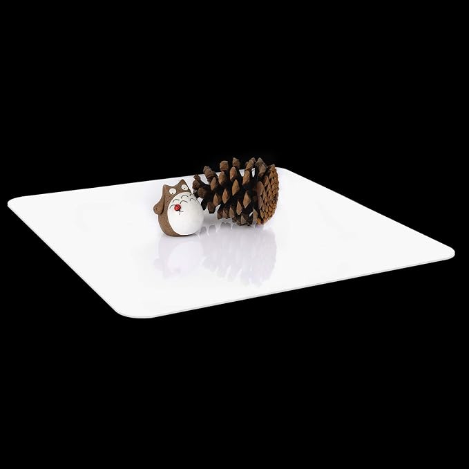 KINJOEK 12 x 12 Inch Acrylic White & Black Reflective Display Table Riser - Image 7