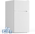 Electactic 3.2 Cu.Ft Mini Fridge with Freezer for Bedroom, Office, White | 2 Reversible Doors, Adjustable Thermostat & Removable Glass Shelves, Energy Saving, Compact Small Refrigerator for Apartment by Electactic