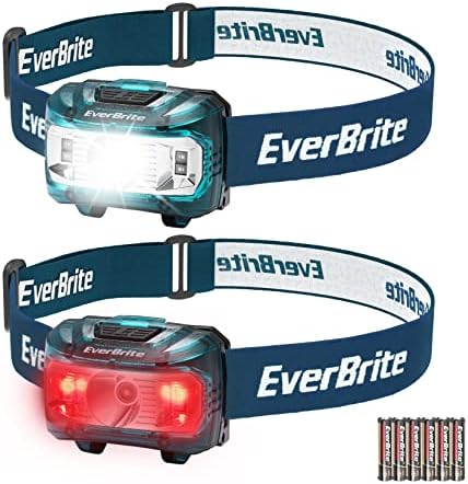 EverBrite Headlamp, 2 Pack Kids Headlamp with Red Light and Memory Function, Head Lamp for Adults and Kids with 5 Modes, Bright Headlamps for Camping, Running, Christmas Gifts, Batteries Included by EverBrite