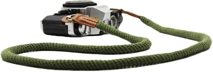 Vintage Handmade Cotton Leather Camera Neck Strap by Unknown