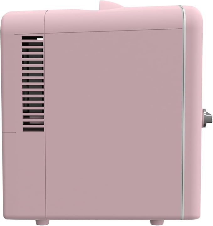 Frigidaire EFMIS171 Retro Mini Portable Personal Fridge - Ideal for Home, Office or Dorm - Includes Carrying Handle, AC/DC Wall/Car Charger (Pink) - Image 5