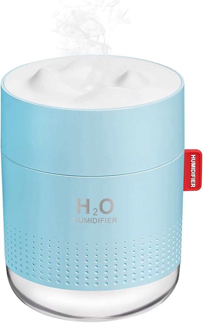 Portable Mini Cool Mist Humidifier, 500ml USB Personal Desktop Humidifier for Baby Bedroom Travel Office Home, Auto Shut-Off, 2 Mist Modes, Super Quiet, Blue by Unknown