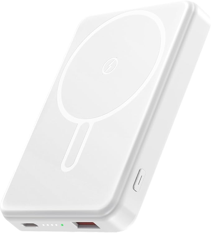 Magnetic Portable Charger Power Bank 12000mAh MagSafe Compatible Battery Pack 22.5W USB C Fast Charging Wireless Battery Pack Phone Charger for iPhone 17/16/15/14/13/12 All Series White by COOAV
