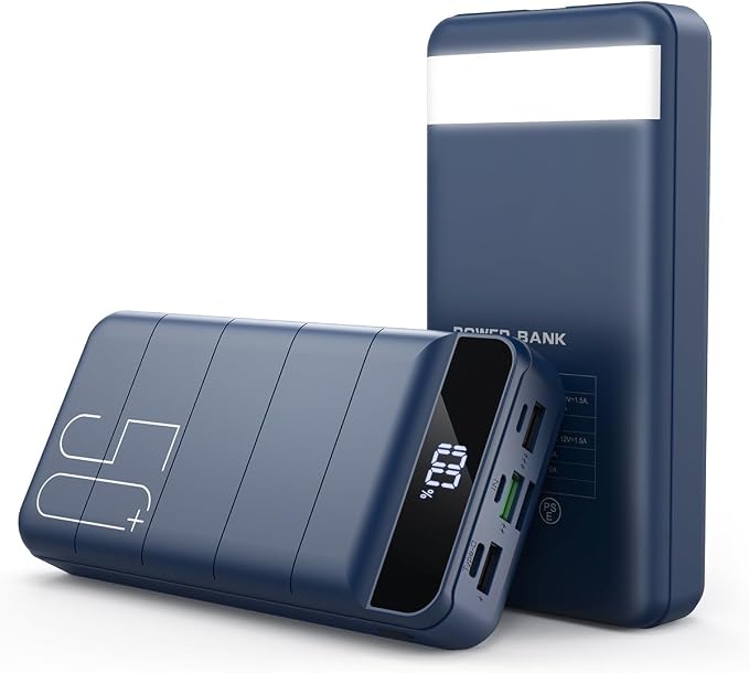 Power Bank Fast Charging 50000mAh - 22.5W Portable Charger USB C Quick Charge with 4 Outputs & 3 Inputs LED Display Huge Capacity External Battery Pack for iPhone, Samsung, iPad etc by Unknown