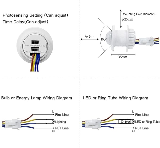 Mini Motion Sensor Light Switch 110-220V PIR Sensor Smart Detection Time Delay - Image 3