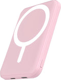 podoru for Magsafe Battery Pack, 5000mAh Magnetic Power Bank with Type-C Cable 20W PD Fast Charging Lighting Input Wireless Portable Charger for iPhone 17/16/15/14/13/12/ All Series-Pink by PodoruPowerBank