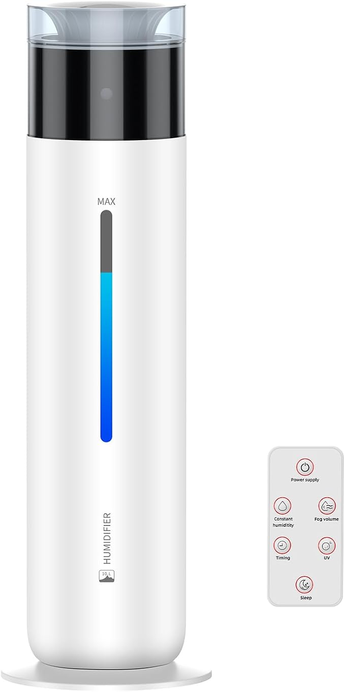 10L/2.6Gal Smart Humidifiers for Bedroom Large Room up to 600ft², 100H Runtime Cool Mist Top Fill, Ultra Quiet 30dB, Auto Control, Essential Oil Tray, Perfect for Bedroom, Office, Baby, White - Image 6
