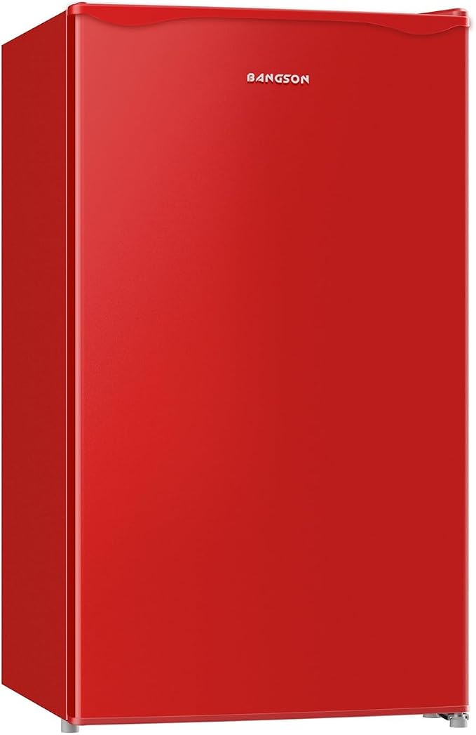 Mini Fridge with Freezer 3.2 Cu.Ft for Bedroom and Office Red | Single Door, Small Refrigerator, Energy-efficient, Low Noise, Mini fridge for Dorm by LiveFreshLiveUnrushed
