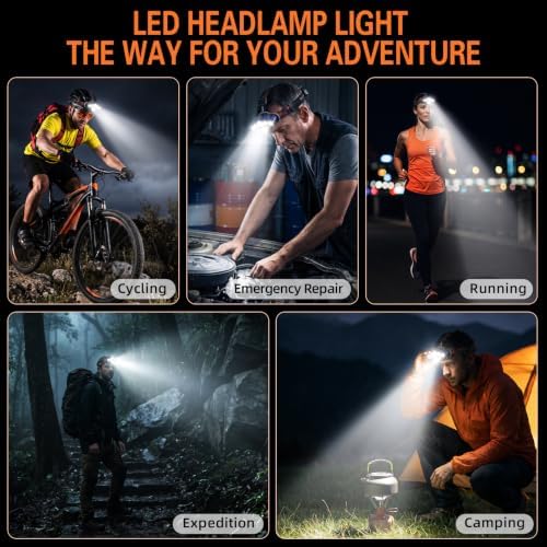 MIOISY Led Headlamp Rechargeable 3 Pack, Super Bright Headlight Flashlight - Image 7