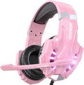 BENGOO G9000 Professional Gaming Headset for PS4, PC, Xbox One Controller, Noise Cancelling Over Ear Headphones with Mic, LED Light, Bass Surround, Soft Memory Earmuffs for Laptop - Pink by BENGOO