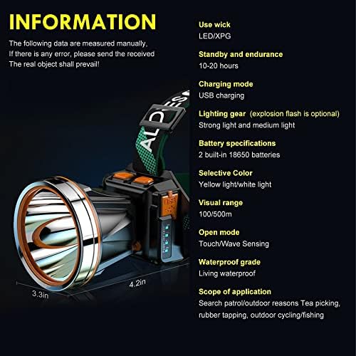 High Power LED Headlamp Super Bright Adult Motion Sensor Headlight Spotlight Waterproof Rechargeable Outdoor Hunting Light Flashlight Portable Head lamp for Fishing Camping Hiking - Image 5