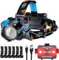 TIROFLX 12 Modes 210000 Lux Headlamp Motion Sensor Red Warning Adjustable Focus Energy Saving, More Than 30Dys Standby Head Lamp, IP65 Waterproof and 125° Angle for Camping Outdoor Hardhat by TIROFLXBrand
