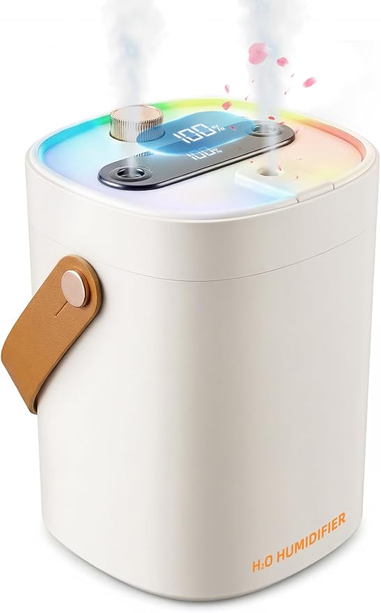 Humidifier for Bedroom, 2L Cool Mist Humidifier with Essential Oils Diffuser and Nightlight, Top Fill Humidifiers for Home, Auto Shut-Off, Carry Handle, Quiet Easy to Fill & Clean for Home by Unknown