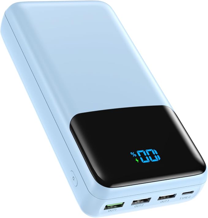 Portable Charger 50000mAh Power Bank, USB-C PD 30W Fast Charging, High Capacity External Battery Pack for Camping, Portable Phone Charger for iPhone 17/16/15/14/13/12/11 Samsung Android (Sky Blue) by Unknown