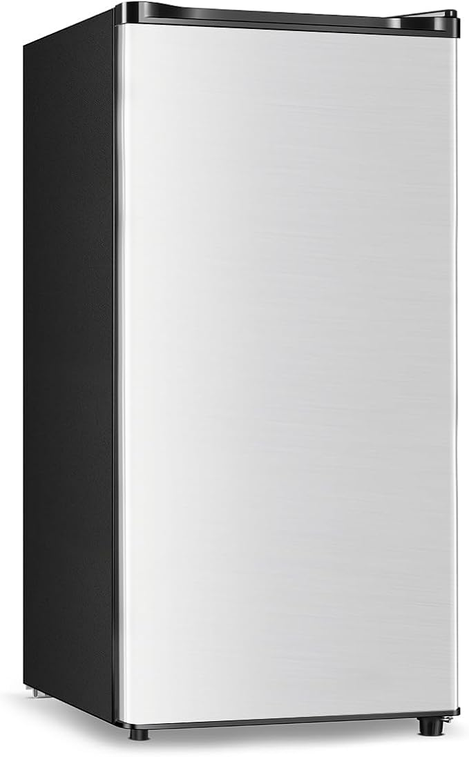 Seaoola Mini Fridge with Freezer, Single Door 3.1 Cu.Ft, Compact Mini Refrigerator, LED Light, Adjustable Thermostat, Removable Glass Shelves, Small Refrigerator for Dorm/Office/Bedroom(Sliver) - Image 2