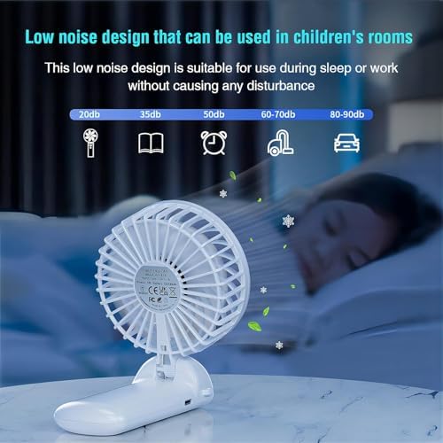 PSECICI Handheld Fan, Mini Portable Personal Fan with lanyard, 4 Speeds Level 180° Foldable Design for Desk/Travel/Office/Outdoor - Image 4