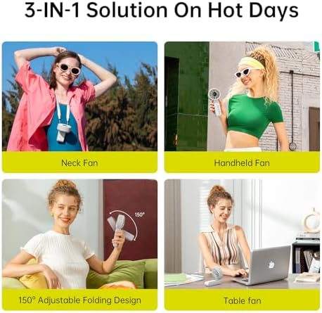 JISULIFE Portable Handheld Fan Life7: 3-in-1 Hand, Desk & Neck Fan-Gery - Image 2
