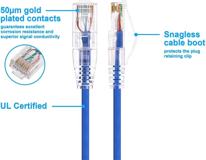 Monoprice Cat6 5ft Blue Component Level Patch Cable UTP 28AWG 550MHz Pure Bare - Image 3