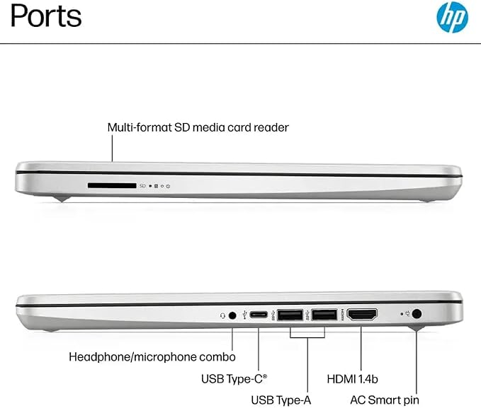 HP 14" Business Laptop Computer with Microsoft Office 365, 4-Core Intel Processor, 128GB Storage, 4GB RAM, Windows 11, SageNova Earphones, Natural Silver - Image 7