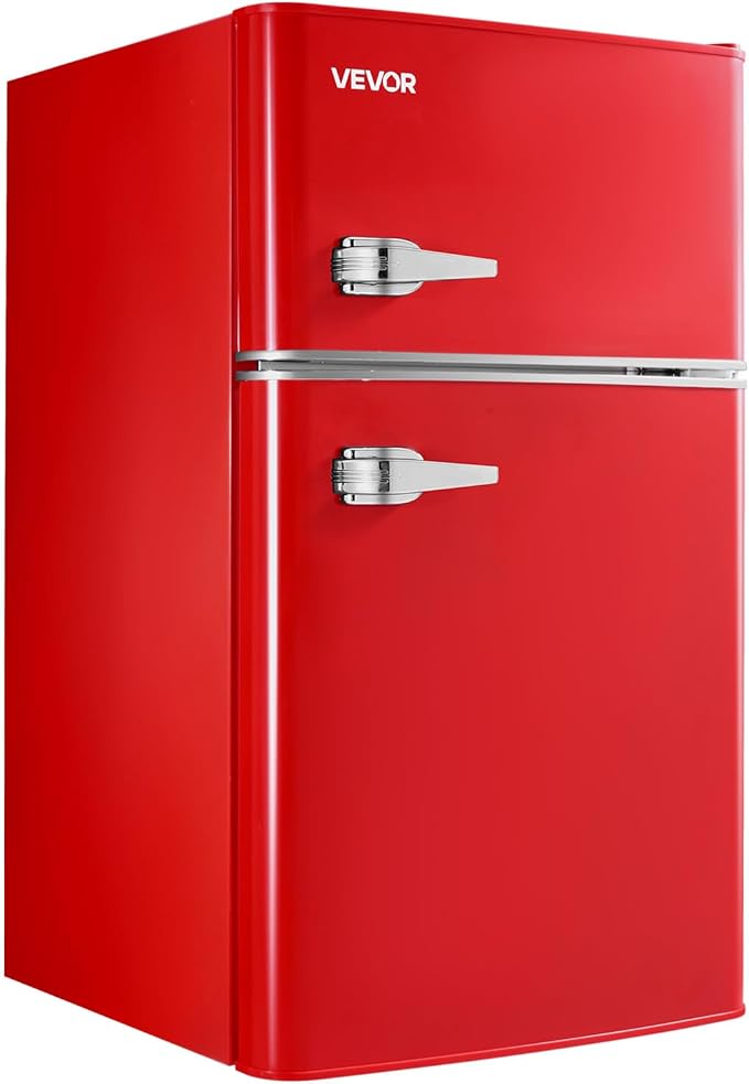 VEVOR 3.2 Cu.Ft Mini Fridge with Freezer, Dual Zone Compact Refrigerator, 7-Mode Adjustable Temp, Energy Efficient Low Noise Dorm Fridge, Small Refrigerator for Bedroom, Office, Retro Red - Image 9