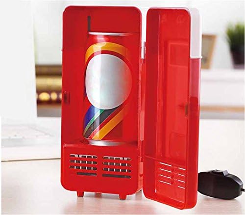 ThreeH New Mini Red USB Fridge Cooler Beverage Drink Cans Cooler/Warmer Refrigerator for Laptop PC Computer Red H-UF05Red - Image 2