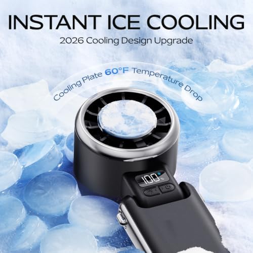 SHEWIND Portable Handheld Fan with Ice Cooling-5 Gear High Speed Turbo Personal Fan Rechargeable,Up to 11 Hrs,Mini Fan Handheld,Europe Travel Essentials Accessories, Beach Vacation, Gifts for Women - Image 4