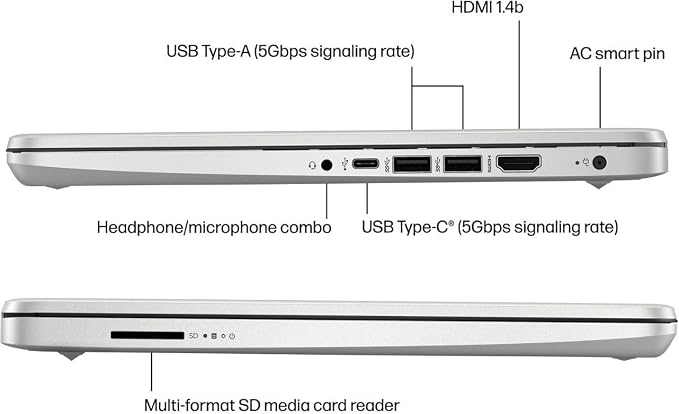 HP 14-dq0760dx 14 Inch HD Laptop Intel Celeron N4120 4GB DDR4 RAM 128GB eMMC Intel UHD Graphics Windows 11 Home in S Mode USB Type-C HDMI Ports, Natural Silver 9R334UA (Renewed) - Image 6