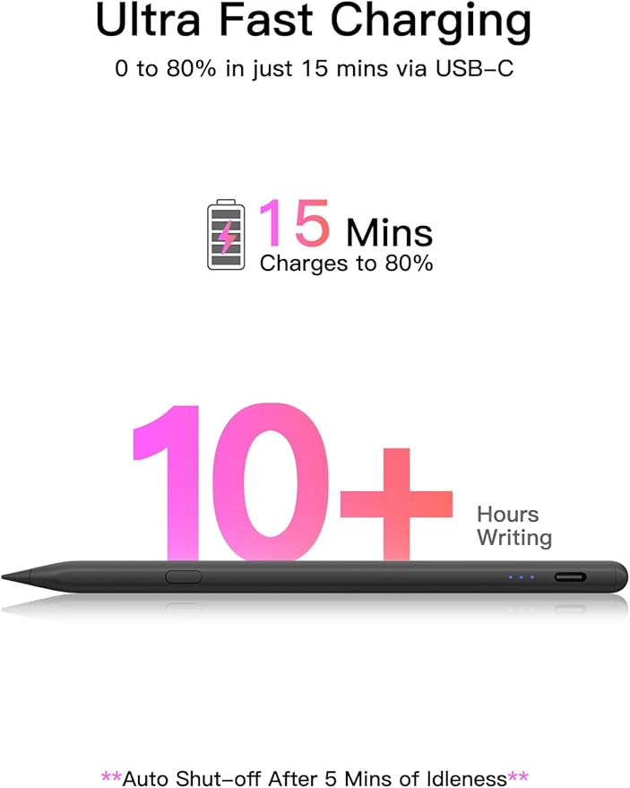 Stylus Pen for ipad 2018-2026, USB-C Fast Charging Pencil, Pixel-Perfect Tilt - Image 5