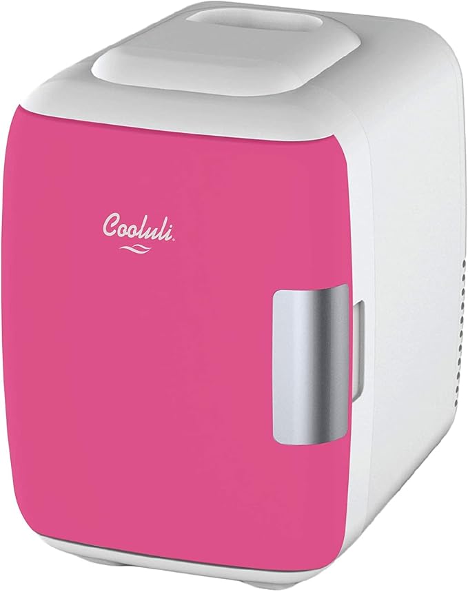 Cooluli Skincare Mini Fridge for Bedroom - Car, Office Desk & Dorm Room - Portable 4L/6 Can Electric Plug In Cooler & Warmer for Food, Drinks, Beauty & Makeup, 12v AC/DC & Exclusive USB, Fuchsia by CooluliPortableMultipurposeMiniFridges