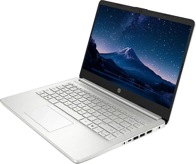 HP 14" Business Laptop Computer with Microsoft Office 365, 4-Core Intel Processor, 128GB Storage, 4GB RAM, Windows 11, SageNova Earphones, Natural Silver - Image 3