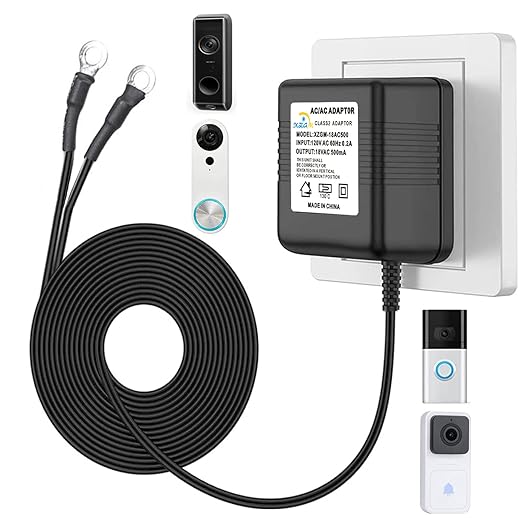 Black Video doorbell Special Power Transformer, 18V500MA doorbell Power Adapter by XZGm