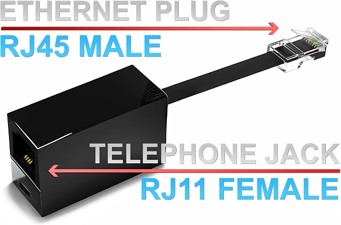 1-Pack RJ11 to RJ45 Adapter Phone Line to Ethernet – RJ11 Female to RJ45 Male - Image 2