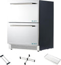 Albott 24 Inch Under Counter Drawer Fridge, Low Noise Beverage Refrigerator | Includes Stainless Steel Dual Drawers, LED Touch Control, Adjustable Storage, Frost-Free, 34-72℉ for Indoor or Outdoor Use by Albott