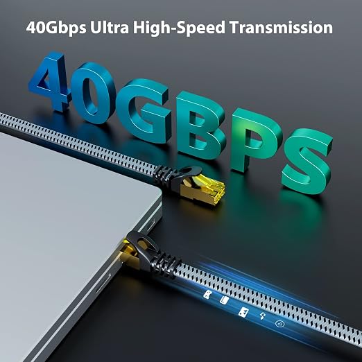 ARISKEEN Cat 8 Ethernet Cable 175 FT, 40Gbps 2000Mhz High Speed Cat8 Network - Image 2