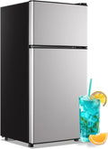 Mini Fridge with Freezer 2.4 Cu.ft Mini Refrigerator Double Doors Dorm Fridge Compact 7 Modes Temp Suit for Apartment Bedroom Office Silver by TACOOL