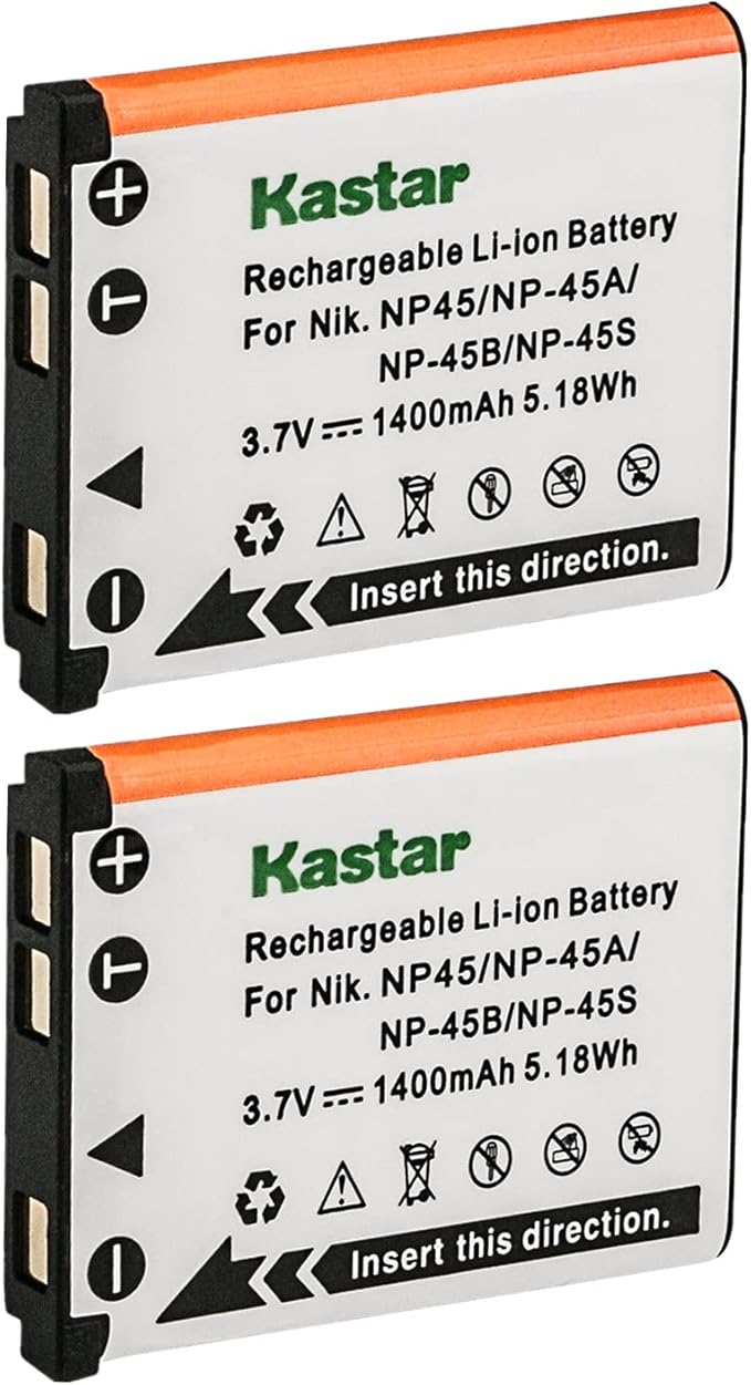Kastar 2 Pack Battery for Fujifilm NP-45 NP-45A NP-45B and Fuji FinePix J10 J12 by Kastar