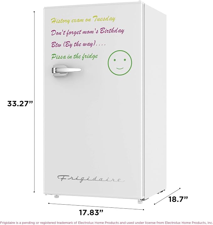 Frigidaire EFR331-WHITE 3.2 Cu ft Eraser Board Mini Compact Dorm Fridge (White) - Image 5