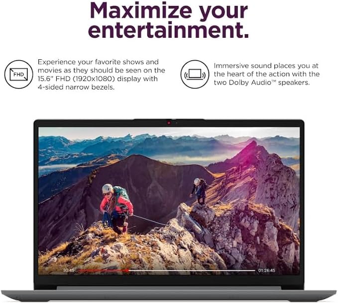 Lenovo IdeaPad 1i 15.6" FHD Laptop,with Lifetime Office,Intel Core i5-1335U, 16GB RAM, 256GB SSD,Intel Iris Xe Graphics,Wi-Fi 6,10 Hr BatteryWin 11 Pro, Cloud Grey, - Image 4