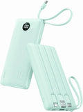 VRURC Portable Charger for iPhone, Compact Travel Power Bank 10000mAh, USB C Battery Pack 4 Outputs 3 Inputs, Slim Phone Charger with Cables for iPhone 17 16 15 14 13,Samsung Galaxy-Green(1 Pack) by Home