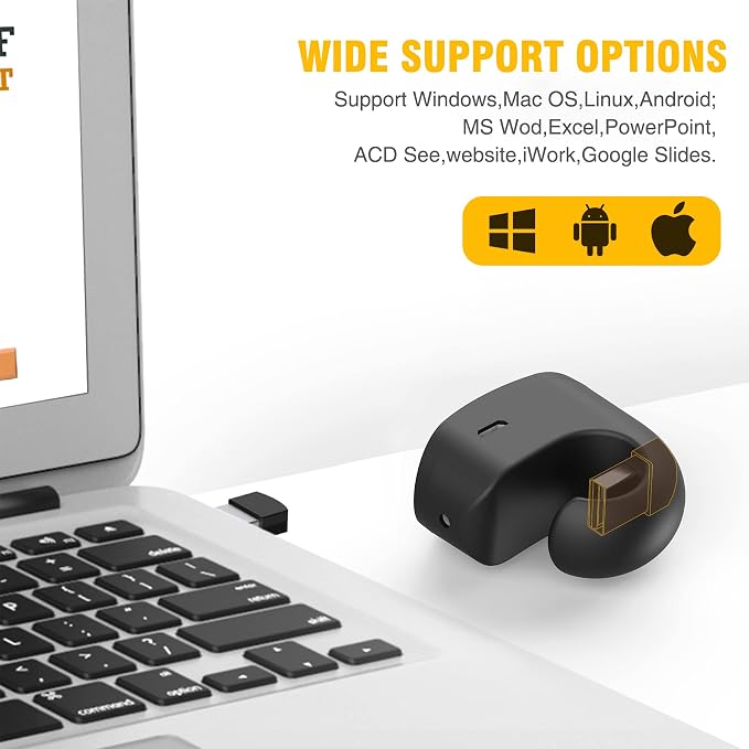 Presentation Clicker USB Rechargeable Powerpoint Clicker, Finger Ring RF 2.4GHz - Image 5