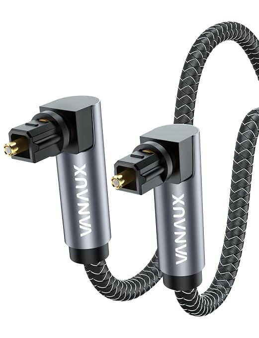 VANAUX Double 90 Degree Optical Cable, SPDIF Audio Optical Cable, 360 Degree by VANAUX