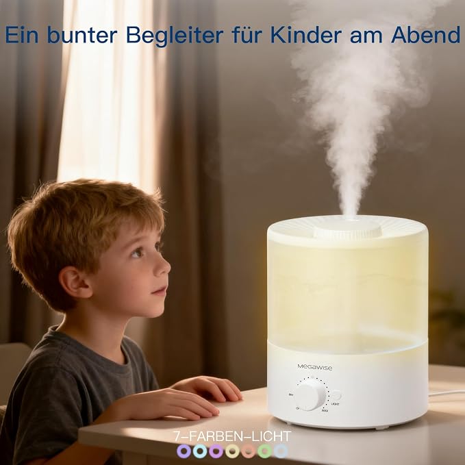 MegaWise Cool Mist Humidifiers for Babies, Bedroom, Nursery, Home and Office | Super Quiet Ultrasonic Vaporizer, Large Top-Refill 1.5L, Essential Oil Diffuser, Auto Off, Easy Clean (2 Pack) - Image 5