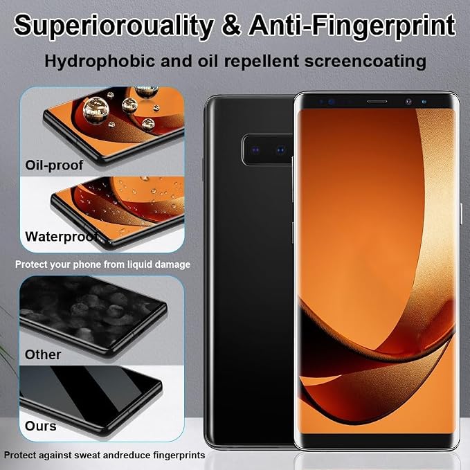 Galaxy Note 9 Privacy Screen Protector Tempered Glass, 9H Hardness 3D Curved - Image 4