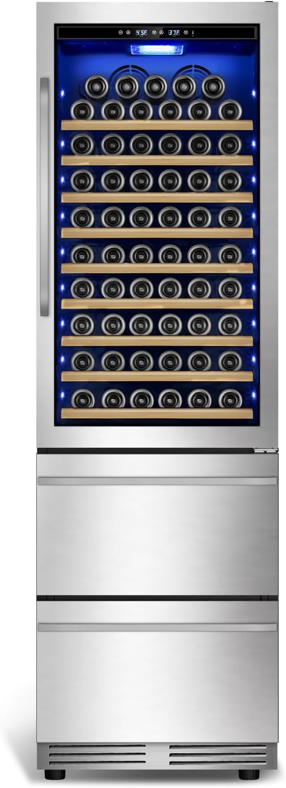 Wine and Beverage Refrigerator, 24'' Dual Zone Wine Fridge with Dual Drawers, Holds 160 Cans and 120 Bottles, Reversible Door, Built-In or Freestanding, Beverage Fridge for Home or Commercial by TYLZA