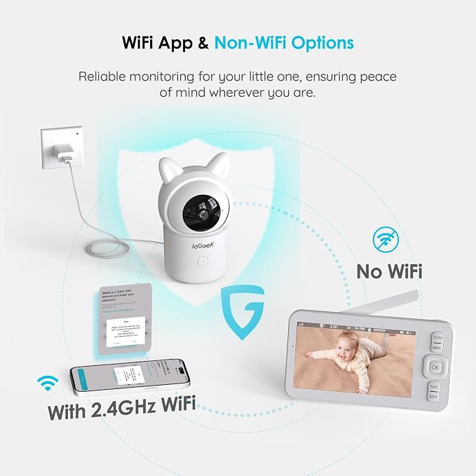 ieGeek Baby Monitor with 2 Cameras, Upgraded Night Vision/PTZ/2-Way Audio/Auto - Image 6