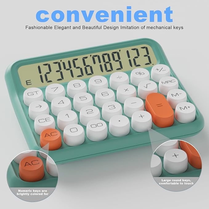 DECKLIT Mechanical Calculator 12 Digit, 5-Inch LCD Display, Battery Desk - Image 5